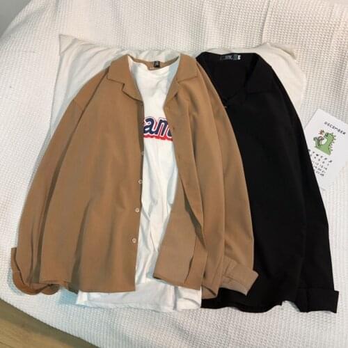 Dress Shirt Mens Fashion Solid Color Business Casual Society Men Shirt Streetwear Wild Loose Long-sleeved Shirts Mens M-2XL