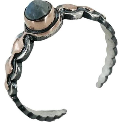 Natural Moonstone Gemstone Minimal Authentic 925 Sterling Silver Ring