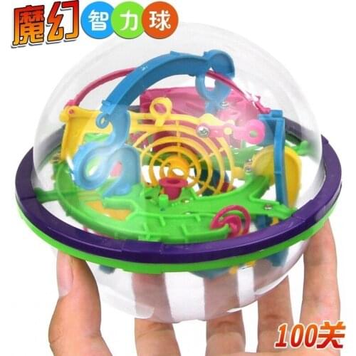 Mini Maze Magic Ball, Magic Wisdom Ball 3D Three Dimensional Intelligence Ball Toy Track Passing Game-100