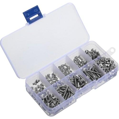 340Pc/Set Metric M3 Stainless Steel Allen Button Head Hex Socket Cap Screw Nut Bolt for Metal DIY Hand Working