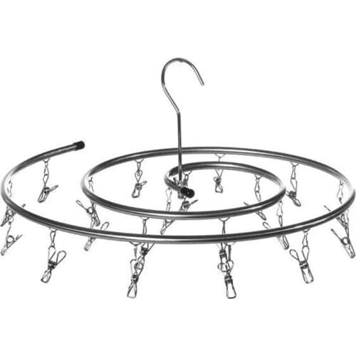 Stainless Steel Blanket Hanger Round Spiral Quilt Sheets Hanger Rotating Drying Rack with Clips