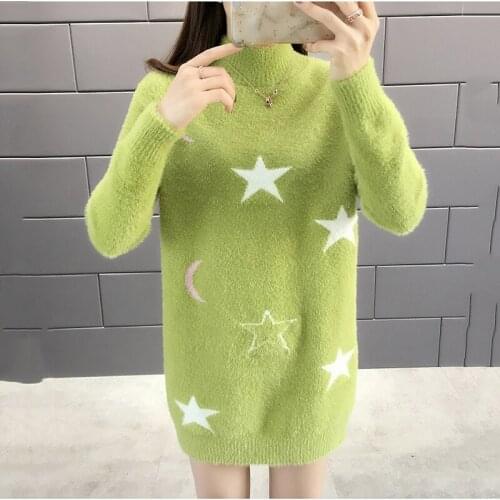 Mink Fleece Sweater Womens Spring Wear Embroidered Semi-high Collar Bottoming Shirt Spring Autumn Wild Sweaters 2020 New Z906