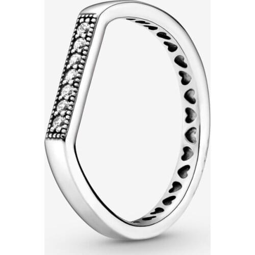 2021 New S925 Sterling Silver Sparkling Bar Stacking Rings Sparkling ,CZ Rings for Women Engagement Jewelry Anniversary