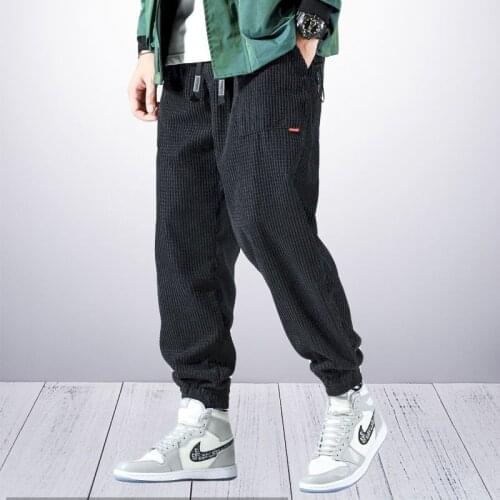 2021 New Spring Winter Thick Pants Mens Loose Wild Trend Corduroy Student Beam Feet Handsome Male Pants Casual Mens Clothing