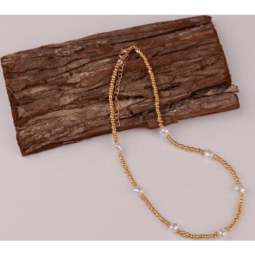 Handmade Exquisite Beaded Necklace Gold-color Beads Freshwater Pearl Ladies High Quality Clothes Accessories Party Daily Wear