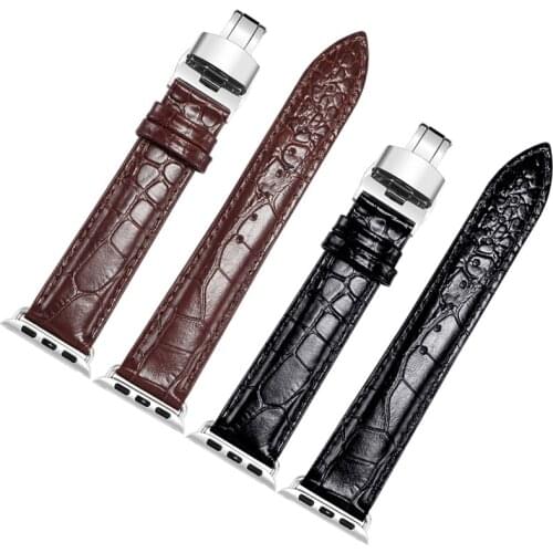 PEIYI For iwatch series4 40mm 44mm Gunine leather watchband For Apple Watch series 1/2/3 42mm 38mm black brown bracelet