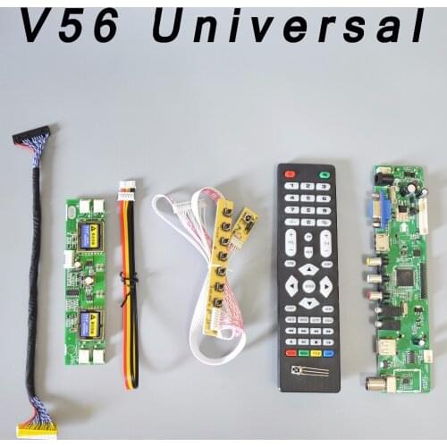 5Pcs V56 Board & remote & IR & 4 Lamp inverter & LVDS & 7Switch