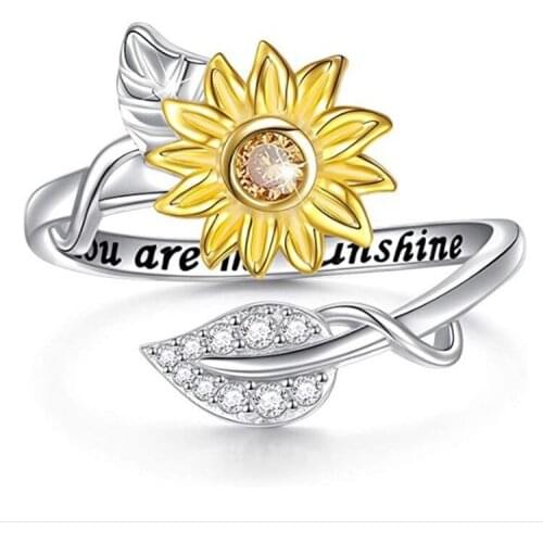 Valentines Day Gift Sunflower Open Ring Anniversary Present Small Love Gift For Girlfriend