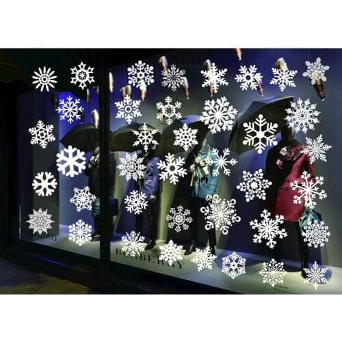 Christmas Elements Decorations Window Stickers White Snowflake Wall Stickers Shop Window Seamless Lucky Window Stickers