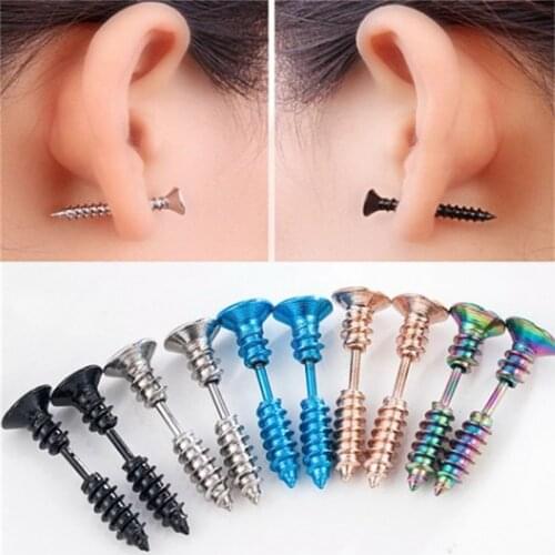 Fashion Punk Style Stainless Steel Earrings 5 Colors Unisex Personalized Rock Gothic Unisex Piercing Earring Street Cool Style