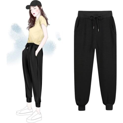 Plus Size 5XL 6XL Warm Harem Pants Female Winter Students Stretch Fleece Jogger Swearpants Casual Sportswear Drawstring Trousers