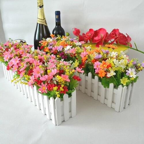 Wedding Decor Artificial Flower Fake Daisy in White Picket Fence Pot Pack Louis Simulation Artificial Flowers Garden Small Plant