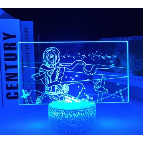 Mikasa Ackerman LED White Base Light for Kid Birthday Gift Bedroom Decor Night Light Manga Dropship 3D Lamp Attack on Titan