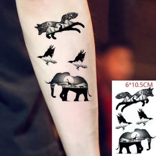 Waterproof Temporary Tattoo Sticker Bird Elephant Wolf Eagle Cool Body Art Flash Tattoo Fake Tattoo for Women Men