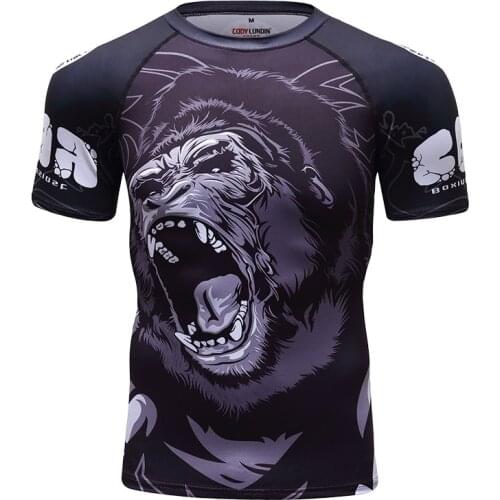 High Quality Mens Digital Printed Sportswear Running Round-Neck Jiu Jitsu Rash Guard