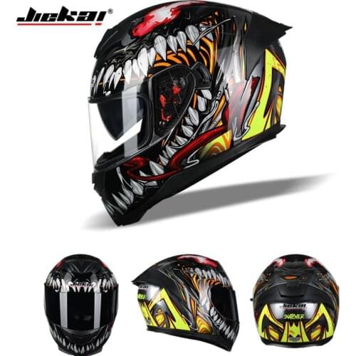 Fashion Safety protection JIEKAI Full Face Motorcycle Helmet Motorcross Double lens Motorbike Helmets made of ABS with PC visor