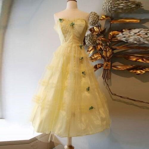 Yellow Homecoming Dresses Elegant Off Shoulder Tulle Charming A Line With Flowers Prom Dresses Evening Party Dress Formal dresse