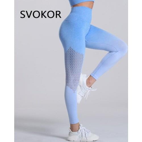 SVOKOR Leggings Sport Women Fitness Seamless Booty Lifting Legging Push Up Sexy Tights Gym Leggins Elastic Running Woman Pants