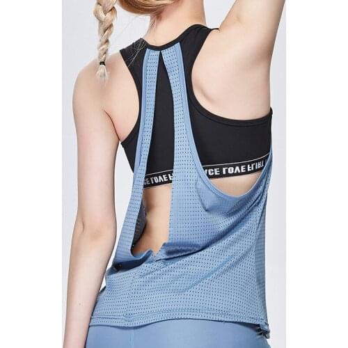New Fake Two-piece Sports Vest Female Hollow Fitness Wear Running Breathable Sportswear Sleeveless
