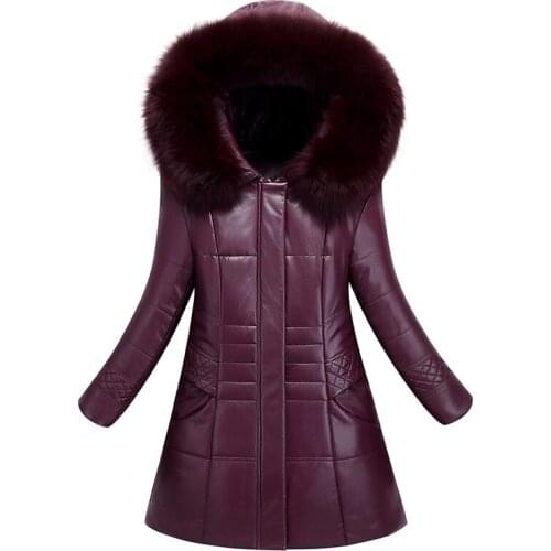 Winter Faux Sheepskin Thicken Warm Jacket L-8XL Women Elegant Fur Collar Hooded Parka Camel-Padded Coat Female Black Outerwear