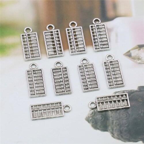 10PCS Alloy Abacus Pendant Hardware Fittings Accessory Silver-plate DIY Loose Beads Necklace Bracelet Hand Made Women Jewelry
