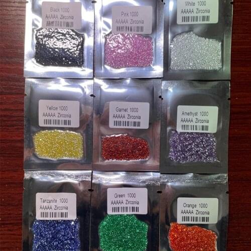 1000pcs 0.8~3.0mm 5A Quality 10 Colors Loose Gems CZ Stone Round Brilliant Cut Cubic Zirconia Synthetic Gems For Jewelry