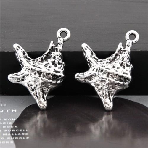 15Pcs Silver Color Cute Starfish Charms Marine life Pendant Making Summer Vocation Necklaces Jewelry Supplies 21X31mm A3125