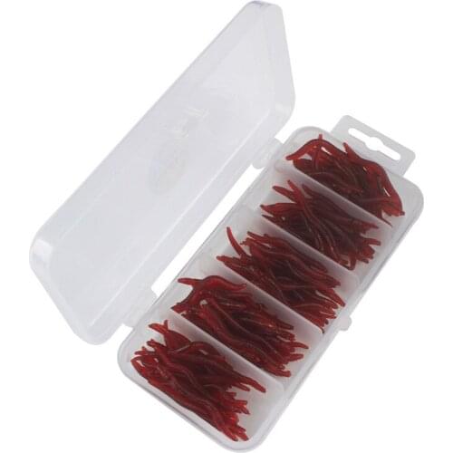 150pcs/Box Colorful Fishing Lure 4cm Red Worms Soft Artificial Lure Simulation Earthworms Bionic Maggot Silicone Fishing Bait