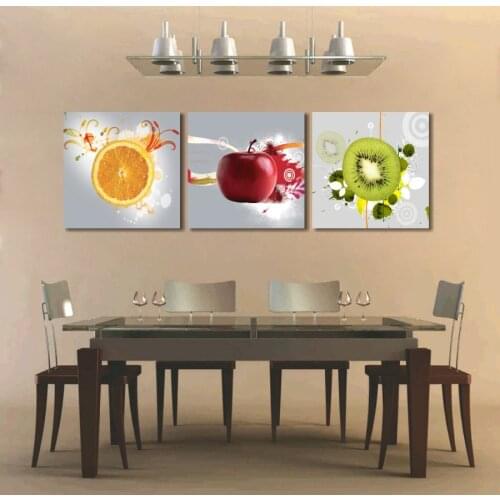 3 panel Restaurant Fruits Orange grape green apple wall art Modern Modular pictures On for kitchen decor poster
