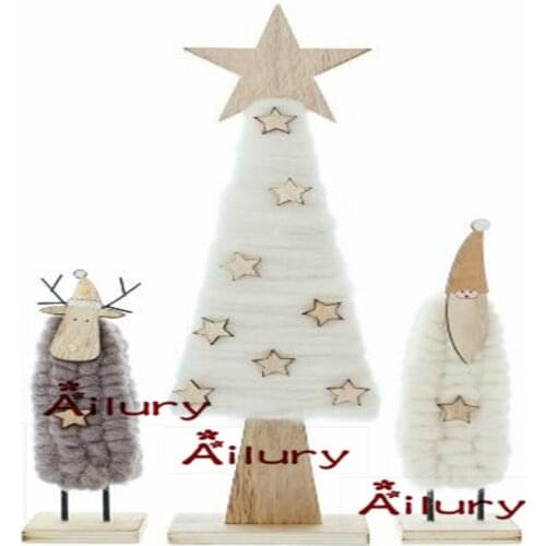 3pcs/set,big Wooden Plus Felt high45cm Christmas Tree H26CM Santa H24cm Elk Set,Christmas decoration,Xmas gift.Window oranment