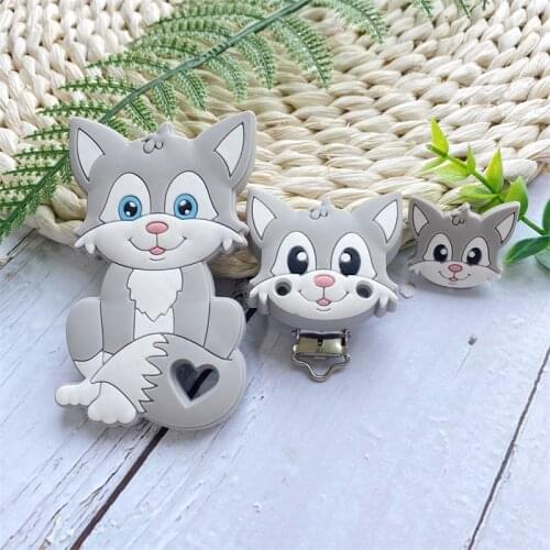 3pcs/lot Animal Fox Silicone Beads Food Grade Baby Silicone Teethers Teething Necklace Rodents DIY Pacifier Clip Products