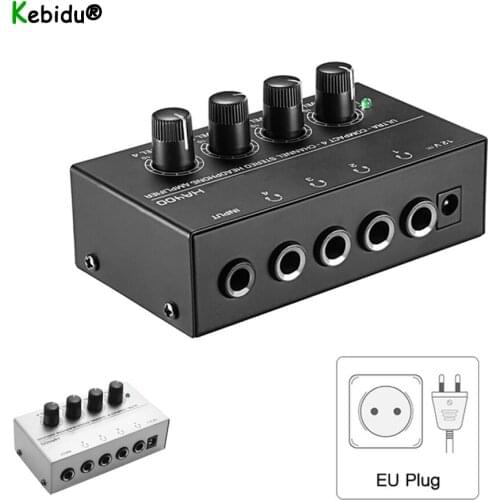 Kebidu 4 Channels Sound amplifier Protable Mini Audio interface hifi headphone amplifier Ultra-compact with Adapter HA400