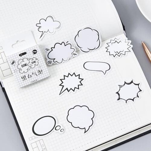 45PCS/ PACK Kawaii White Black Dialog Sticker Marker Planner Diary Stickers Scrapbooking School Supplies Bullet Journal sl1453