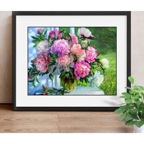 3D DIY Diamond Embroidery Flowers Picture of Rhinestones Diamond Painting Cross Stitch Peony Needlework Gift Wall Decor