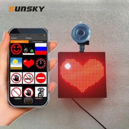 Car Atmosphere Lamp Decorative Light Full Color Wireless APP Control Smiley Faces LED Car Sign LED Display Lighting Board