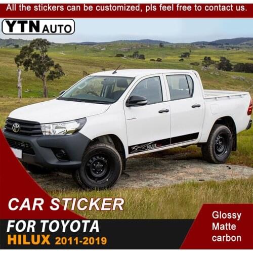 Car Stickers Fit For Toyota Hilux Revo Vigo 2015 2016 2017 2018 2019 Side Door Sport Racing Stripe Graphic Vinyl Cool Car Decals