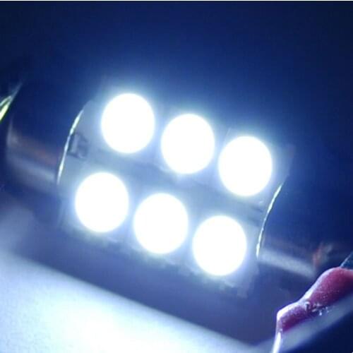 White 36MM 6-LED 5050 SMD Car Auto Interior Festoon Dome Light Lamp Bulb DC12V