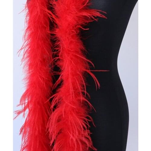 50 Grams Ostrich feather boa Red Decorative feathers Shawl Scarf Ribbon for Wedding Party Dress Decoration Crafts 2 Meters