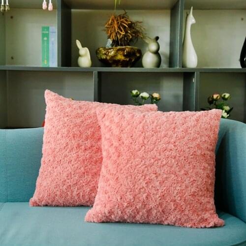 Decorative Throw Pillow Covers Luxury Faux Fuzzy Fur Soft Cushion Pillow Case Decor Rose Pink Cases for Couch Sofa Bedroom Car
