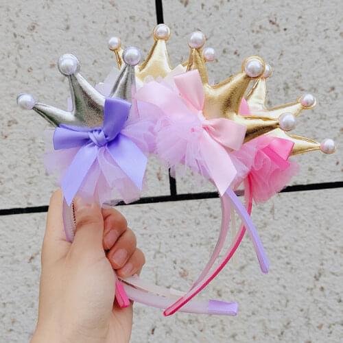 2pcs Childrens flower with crown hair band Childrens crown headdress Princess Korean girl hair clip baby hair ornament