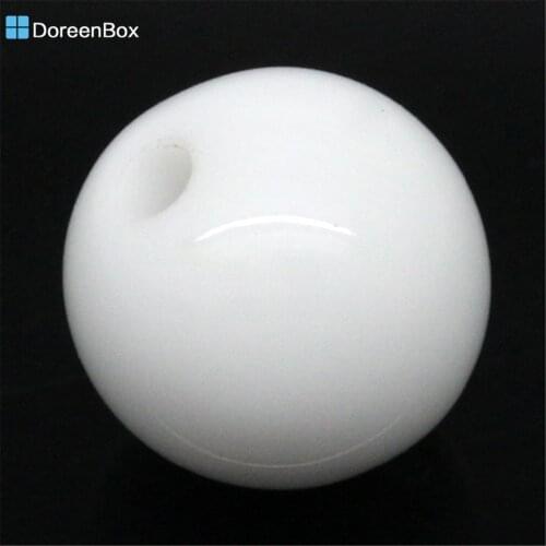 Doreen Box hot- 200PCs White Round Acrylic Spacer Beads 10mm(3/8") Dia.(B20670)