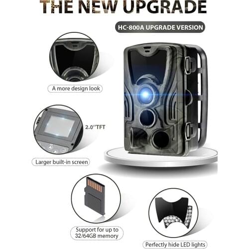 HC801A Hunting Camera 16MP 1080P IP65 Trail Camera Night Vision Forest Waterproof Wildlife Camera Photo Traps Camera Chasse #SD