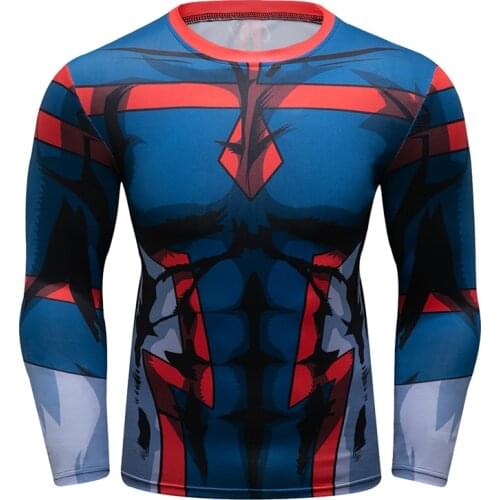 Fitness Long Sleeve T-Shirts Digital Printing Tops Male MMA Sportswear Running Rashguard For Men
