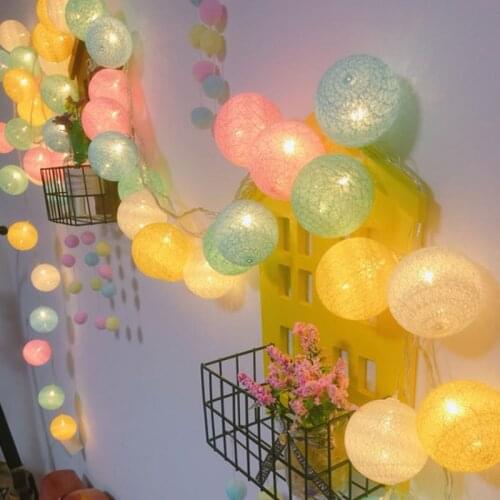 20 LED Cotton Ball Garland String Lights Christmas Fairy Lighting Strings for Outdoor Holiday Wedding Xmas Party Home Decoration