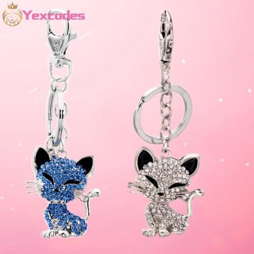 Exquisite And Unique Fox Cat Crystal Metal Car Pendant key Chain key Ring Lady Bag key Chain Pendant Gift Direct Shipment