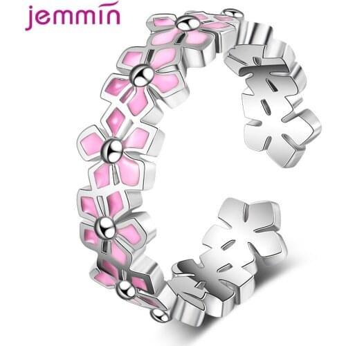 Charming Flower Opening Midi Finger Rings 925 Sterling Silver Jewelry Adjustable Ring for Women Bridal Wedding Jewelry Anillos