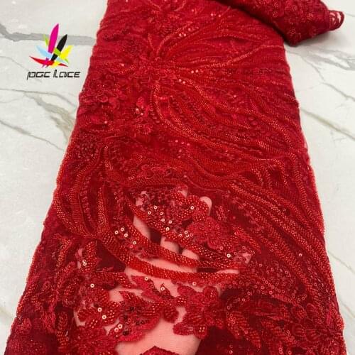 3D Flower Handmade Beads Lace Fabric Embroidery Brown Color Elegant French Nigerian Latest Design Style High Quality New Style