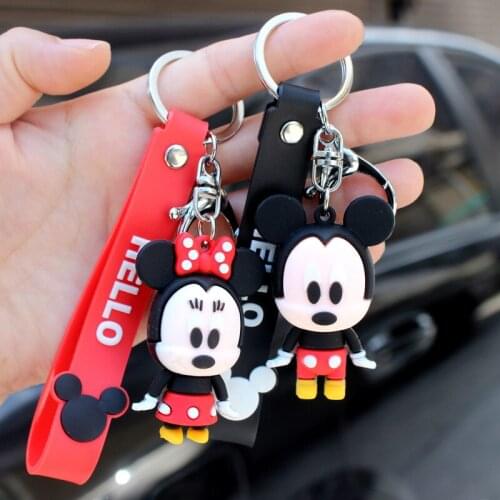 Disney cute cartoon PVC doll key chain bell pendant key chain backpack lanyard couple gift baby doll toys