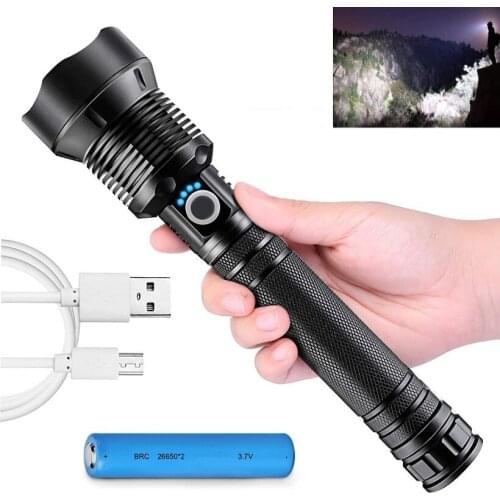 90000Lm Powerful Flashlight Rechargeable linterna Zoomable led torch 18650 or 26650 battery lanterna led Best Camping, Outdoor