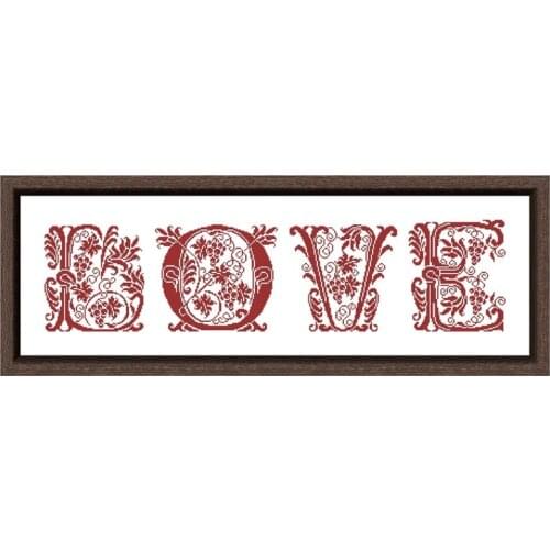 LOVE counted cross stitch kits simple embroidery needlework sets 18ct 14ct 11ct white cloth cotton thread DIY handmade